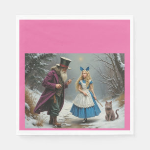 Winter Alice roze lunch papieren servetten