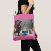 Winter Alice roze schouder canvas tas (Dichtbij)