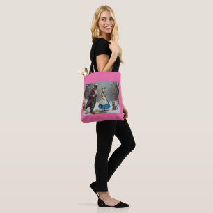 Winter Alice roze schouder canvas tas