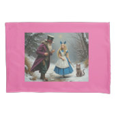 Winter Alice roze standaard kussenslopen paar (Voorkant-Links)