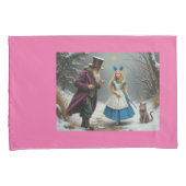 Winter Alice roze standaard kussenslopen paar (Voorkant-Rechts)