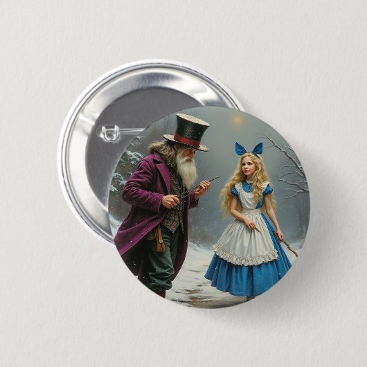Winter Alice-toets Ronde Button 5,7 Cm (Voorkant /achterkant)