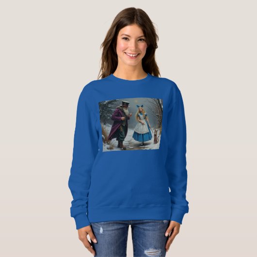 Winter Alice vrouwen blauw sweatshirt (Voorkant volledig)
