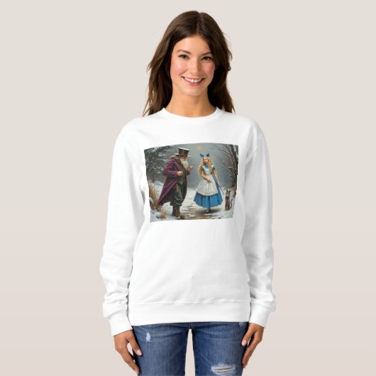 Winter Alice vrouwen witte sweatshirt (Voorkant volledig)