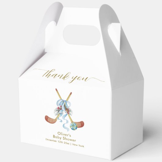 Winter All Star Bow Floral Hockey Baby Shower Bedankdoosjes (Voorkant)