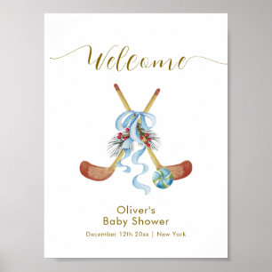 Winter All Star Bow Hockey Baby Shower Welkom Poster