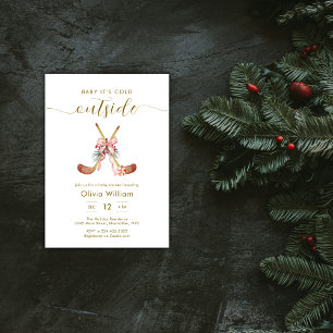 Winter All Stars Bow Hockey Meisje Baby Shower Kaart