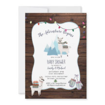 Winter Alpaca Baby Shower Uitnodiging