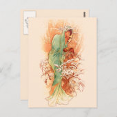 Winter - Alphonse Mucha Art Nouveau Briefkaart (Voorkant / Achterkant)
