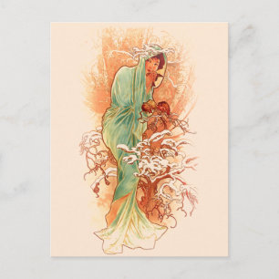 Winter - Alphonse Mucha Art Nouveau Briefkaart
