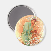 Winter - Alphonse Mucha Art Nouveau Magneet (Voorkant / Achterkant)
