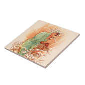 Winter - Alphonse Mucha Art Nouveau Tegeltje (Zijkant)