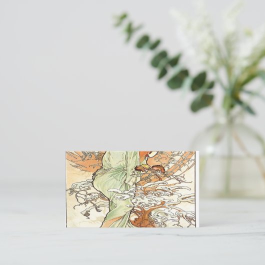 Winter Alphonse Mucha Visitekaartje (Staand voorkant)