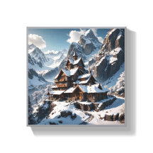 Winter Alpine Lodge Vinyl Fotobehang – Snowy Mount