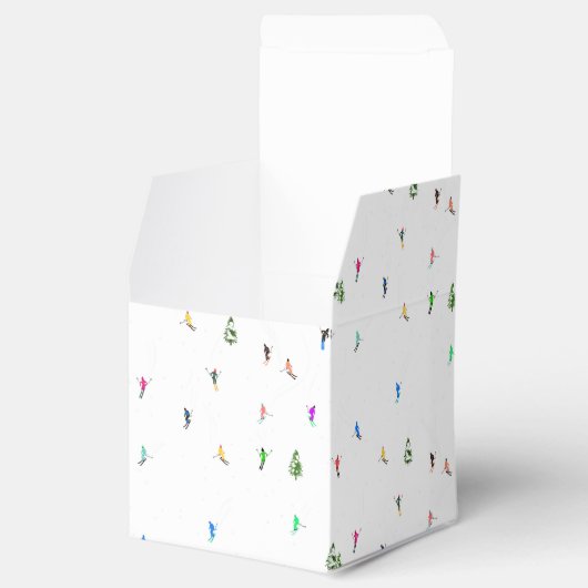 Winter Alpine Skiërs Skiën Patroon Bedankdoosjes (Geopend)