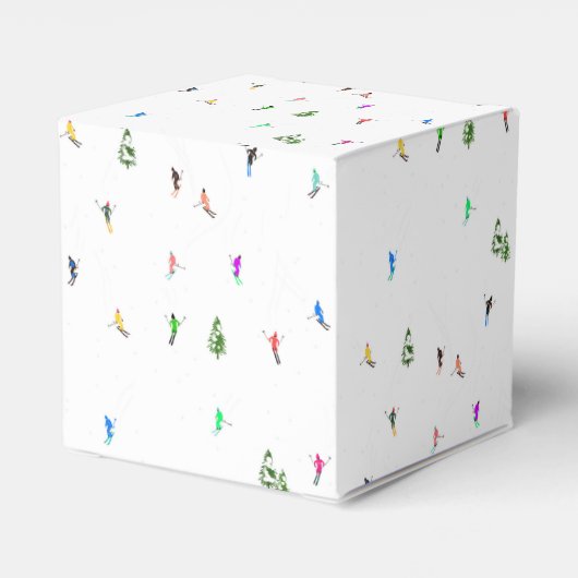 Winter Alpine Skiërs Skiën Patroon Bedankdoosjes (Achterkant)