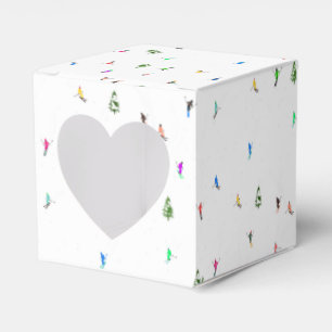 Winter Alpine Skiërs Skiën Patroon Bedankdoosjes