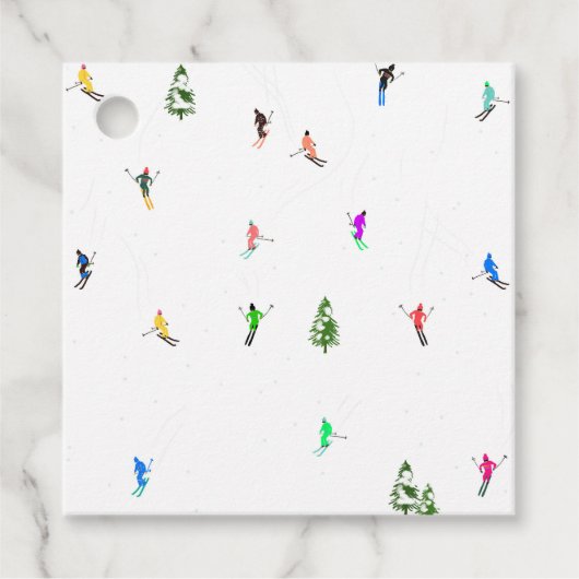 Winter Alpine Skiërs Skiën Patroon Bedankjes Labels (Voorkant)