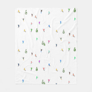 Winter Alpine Skiërs Skiën Patroon Fleece Deken