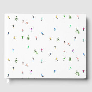 Winter Alpine Skiërs Skiën Patroon Gastenboek