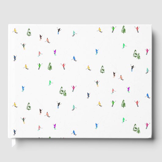 Winter Alpine Skiërs Skiën Patroon Gastenboek (Voorkant)