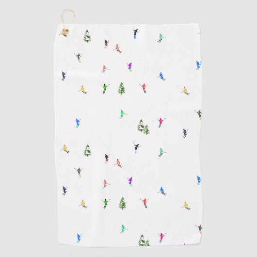 Winter Alpine Skiërs Skiën Patroon Golfhanddoek (Voorkant)