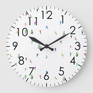 Winter Alpine Skiërs Skiën Patroon Grote Klok