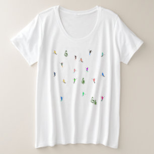 Winter Alpine Skiërs Skiën Patroon Grote Maat T-shirt
