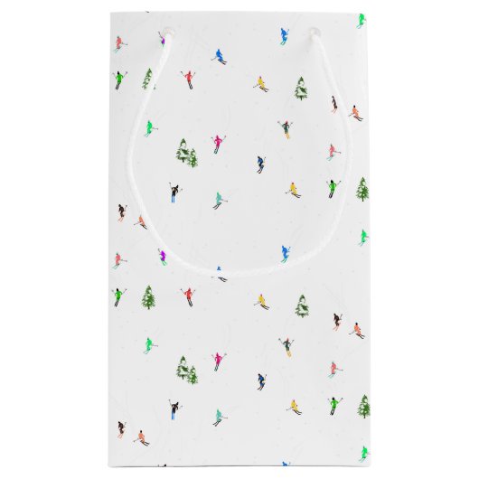 Winter Alpine Skiërs Skiën Patroon Klein Cadeauzakje (Achterkant)