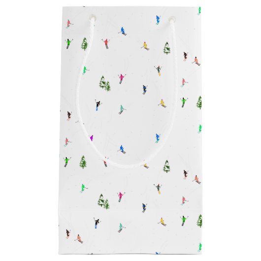 Winter Alpine Skiërs Skiën Patroon Klein Cadeauzakje (Voorkant)