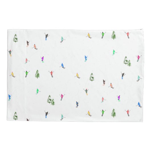 Winter Alpine Skiërs Skiën Patroon Kussensloop (Achterkant)