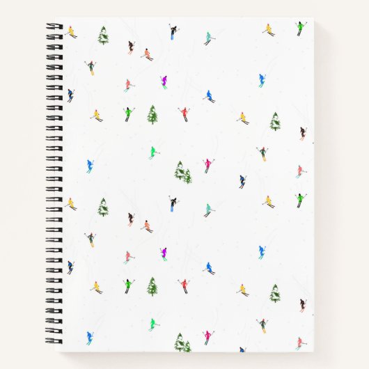 Winter Alpine Skiërs Skiën Patroon Notitieboek (Voorkant)