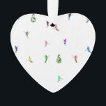 Winter Alpine Skiërs Skiën Patroon Ornament<br><div class="desc">Koel het ontwerp van het skieerpatroon in de winter met skiërs die de alpine skipistes van de sneeuwbedekte bosjes in de alpen skiën. Freeride skiers dragen kleurrijke retro skipakken, die de heuvel neerslaan met de ski's op een witte sneeuwlandschapsachtergrond. Een prachtig wintersportcadeau voor een skiester in je kring van vrienden,...</div>