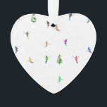 Winter Alpine Skiërs Skiën Patroon Ornament<br><div class="desc">Koel het ontwerp van het skieerpatroon in de winter met skiërs die de alpine skipistes van de sneeuwbedekte bosjes in de alpen skiën. Freeride skiers dragen kleurrijke retro skipakken, die de heuvel neerslaan met de ski's op een witte sneeuwlandschapsachtergrond. Een prachtig wintersportcadeau voor een skiester in je kring van vrienden,...</div>