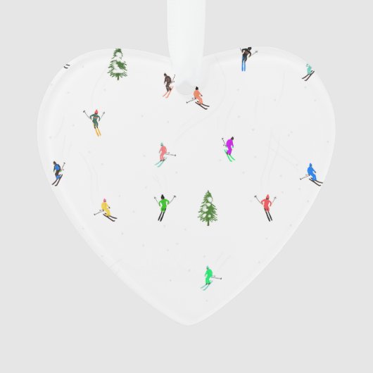 Winter Alpine Skiërs Skiën Patroon Ornament (voorkant)