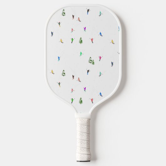Winter Alpine Skiërs Skiën Patroon Pickleball Paddle (Voorkant)