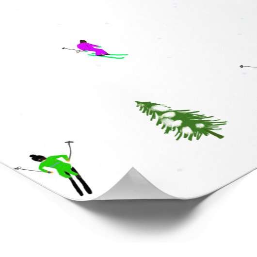 Winter Alpine Skiërs Skiën Patroon Poster (Hoek)