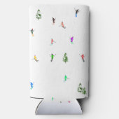 Winter Alpine Skiërs Skiën Patroon Seltzer Blikjeskoeler (Achterkant)