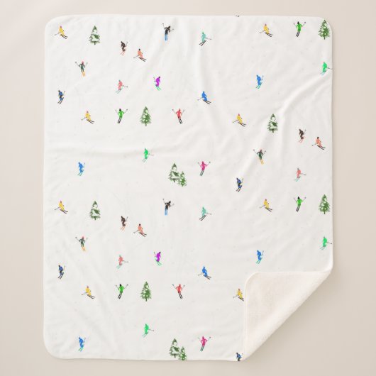 Winter Alpine Skiërs Skiën Patroon Sherpa Deken (Voorkant)