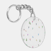 Winter Alpine Skiërs Skiën Patroon Sleutelhanger (Voorkant Links)