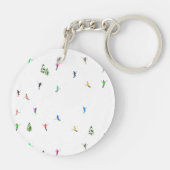 Winter Alpine Skiërs Skiën Patroon Sleutelhanger (Achterkant)