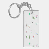 Winter Alpine Skiërs Skiën Patroon Sleutelhanger (Voorkant Links)