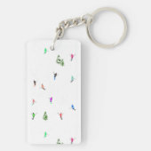 Winter Alpine Skiërs Skiën Patroon Sleutelhanger (achterkant)