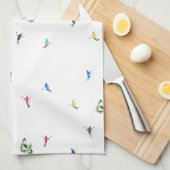 Winter Alpine Skiërs Skiën Patroon Theedoek (Quarter Fold)