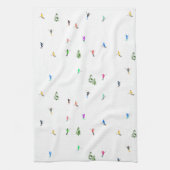 Winter Alpine Skiërs Skiën Patroon Theedoek (Verticaal)