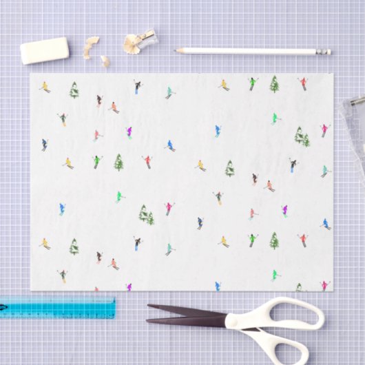 Winter Alpine Skiërs Skiën Patroon Tissuepapier (Craft)