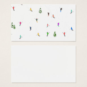 Winter Alpine Skiërs Skiën Patroon Visitekaartje