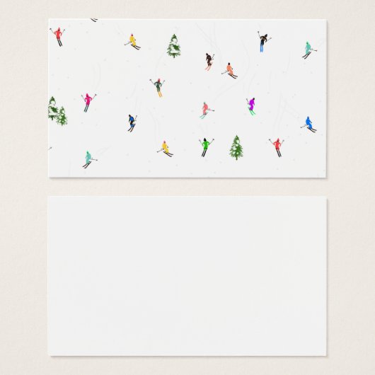 Winter Alpine Skiërs Skiën Patroon Visitekaartje (Voorkant /achterkant)