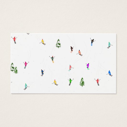 Winter Alpine Skiërs Skiën Patroon Visitekaartje (Voorkant)