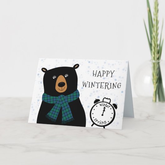 Winter- alternatieve kerstkaart met Happy Bear Feestdagen Kaart (Voorkant)